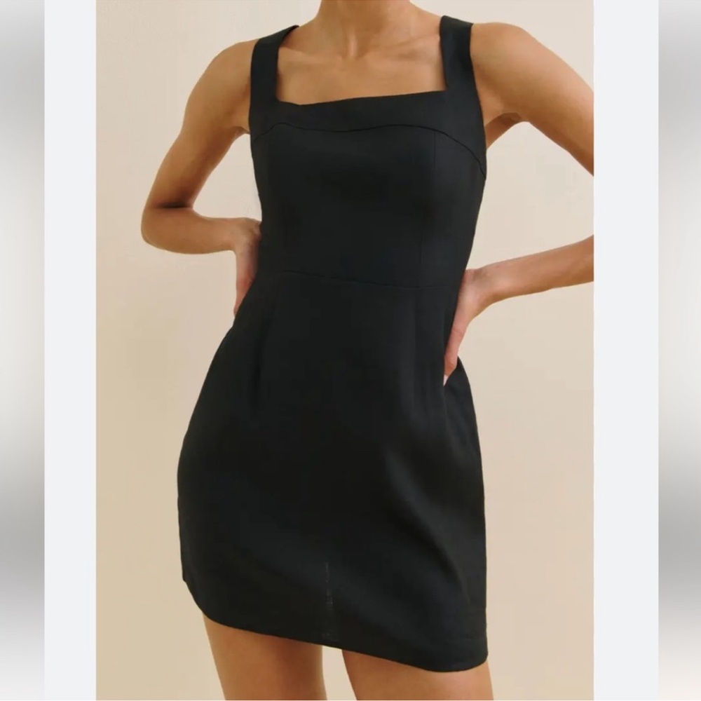 Reformation Elegant Black Mini Dress - Picture 2 of 6